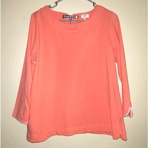 Crown & Ivy peach‎ blouse with tie in back shirt work shirt womens casual